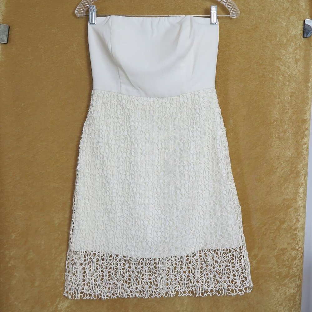 NWT Aryn K. Strapless White Party Dress w/Lace Overlay Size S MSRP $150
